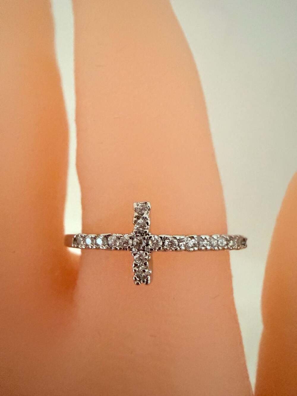 Sterling Silver  Sideways Cross Ring